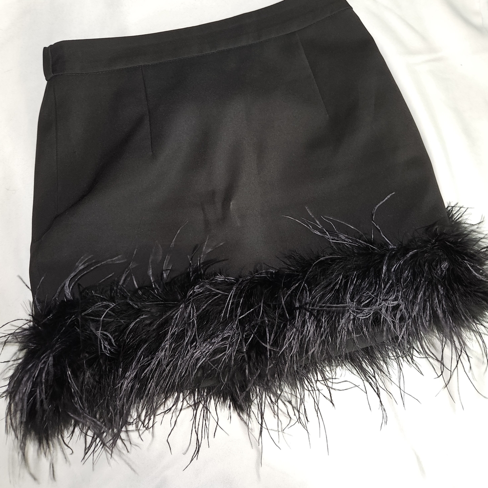 Black Embellished Mini Pencil Skirt